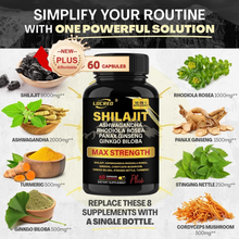 Load image into Gallery viewer, Shilajit Capsules Ashwagandha Extra Strength Dietary Supplement 60 Capsules
