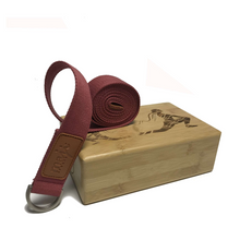 Load image into Gallery viewer, Maji Sports Laser Engraved Bamboo Yoga Block &amp; Strap Combo
