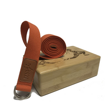 Load image into Gallery viewer, Maji Sports Laser Engraved Bamboo Yoga Block &amp; Strap Combo
