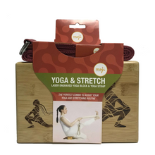 Load image into Gallery viewer, Maji Sports Laser Engraved Bamboo Yoga Block &amp; Strap Combo
