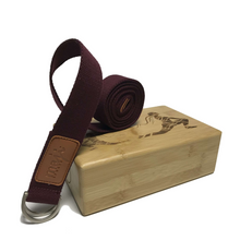 Load image into Gallery viewer, Maji Sports Laser Engraved Bamboo Yoga Block &amp; Strap Combo
