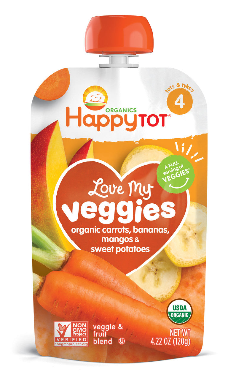 Happy Tot Love My Veggies Organic Carrot Banana Mango And Sweet Potato Blend (16x4.22 OZ)-0