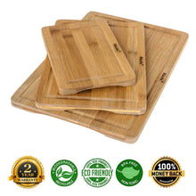 Load image into Gallery viewer, Wooden Cutting Boards for Kitchen with Juice Groove and Handles - Bamboo Chopping Boards Set of 3 - Wood Serving Trays-1
