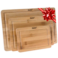 Load image into Gallery viewer, Wooden Cutting Boards for Kitchen with Juice Groove and Handles - Bamboo Chopping Boards Set of 3 - Wood Serving Trays-0
