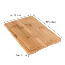 Load image into Gallery viewer, Wood Cutting Board for Kitchen 15x10 inch - Wooden Serving Tray - Large Bamboo Chopping Board with Juice Groove and Handles-2
