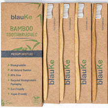 Load image into Gallery viewer, Bamboo Toothbrush Set 4-Pack - Bamboo Toothbrushes with Medium Bristles for Adults - Eco-Friendly, Biodegradable, Natural Wooden Toothbrushes-4
