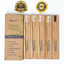 Load image into Gallery viewer, Bamboo Toothbrush Set 5-Pack - Bamboo Toothbrushes with Medium Bristles for Adults - Eco-Friendly, Biodegradable, Natural Wooden Toothbrushes-1
