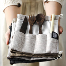 Load image into Gallery viewer, Dark Wood Cutlery Set (Light grey bag)-3
