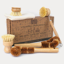 Load image into Gallery viewer, Natural Dish Brushes for Washing Up | Plant Based Kitchen Scrubber Brush (6 Piece Starter Set)-0
