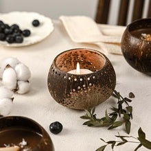 Load image into Gallery viewer, Coconut Shell Tea Light Holder Set | Eco-Friendly, Unique &amp; Unusual Tea Light Base-2
