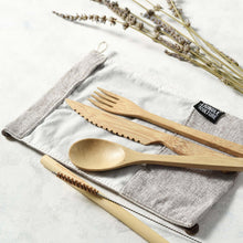 Load image into Gallery viewer, Bamboo Cutlery Set (Dark grey bag)-5
