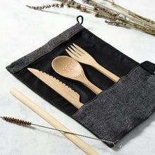 Load image into Gallery viewer, Bamboo Cutlery Set (Green bag)-6
