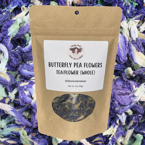 Witchy Pooh's Butterfly Pea Flower Loose Leaf Herbal Blue Colored Tea, Add Lime to Turn Purple!-0