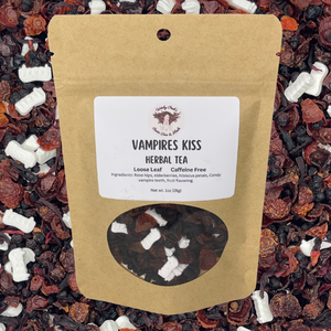 Witchy Pooh's Vampire's Kiss Loose Leaf Fruit Elderberry Herbal Tea with Candy Vampire Teeth, Caffeine Free-0