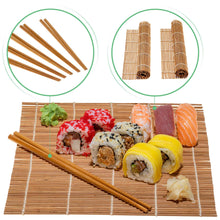 Load image into Gallery viewer, Bamboo Sushi Making Kit with 2 Sushi Rolling Mats, 5 Pairs of Reusable Bamboo Chopsticks, 1 Rice Paddle and 1 Spreader - Beginner Sushi Kit-4
