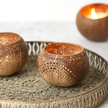 Load image into Gallery viewer, Coconut Shell Tea Light Holder Set | Eco-Friendly, Unique &amp; Unusual Tea Light Base-1
