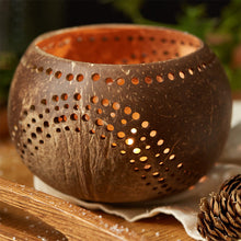 Load image into Gallery viewer, Coconut Shell Tea Light Holder Set | Eco-Friendly, Unique &amp; Unusual Tea Light Base-3
