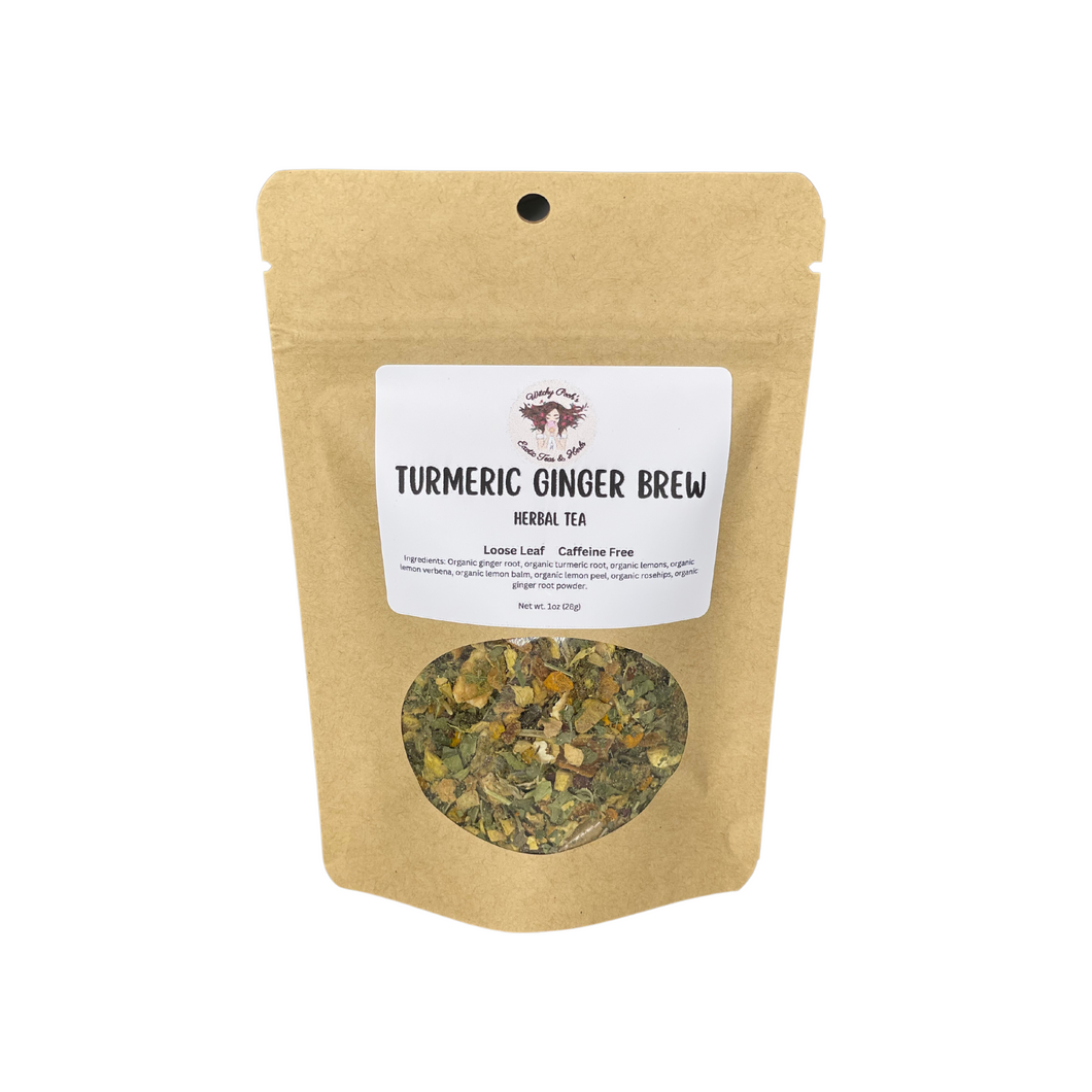 Witchy Pooh's Turmeric Ginger Brew Loose Leaf Organic Functional Herbal Tea, Caffeine Free-5