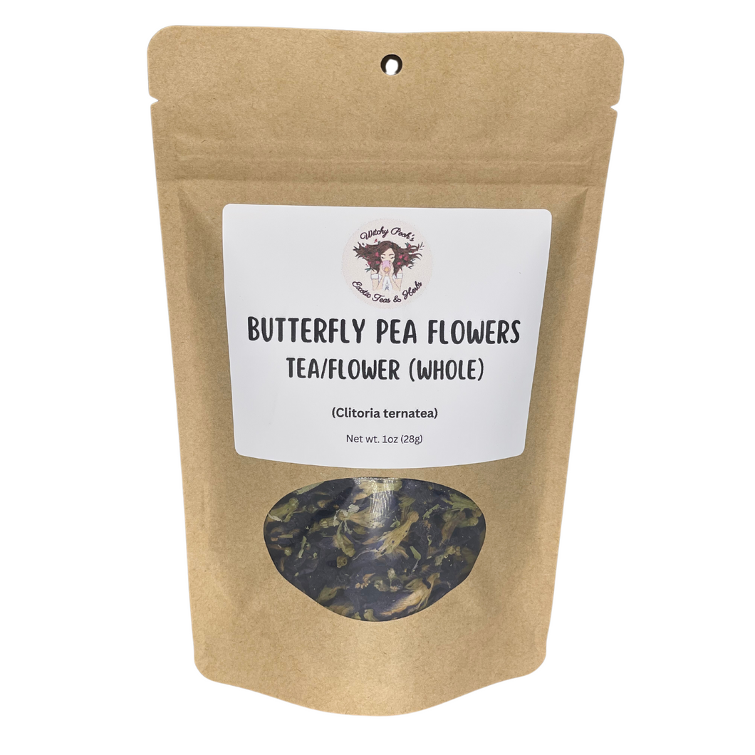 Witchy Pooh's Butterfly Pea Flower Loose Leaf Herbal Blue Colored Tea, Add Lime to Turn Purple!-5