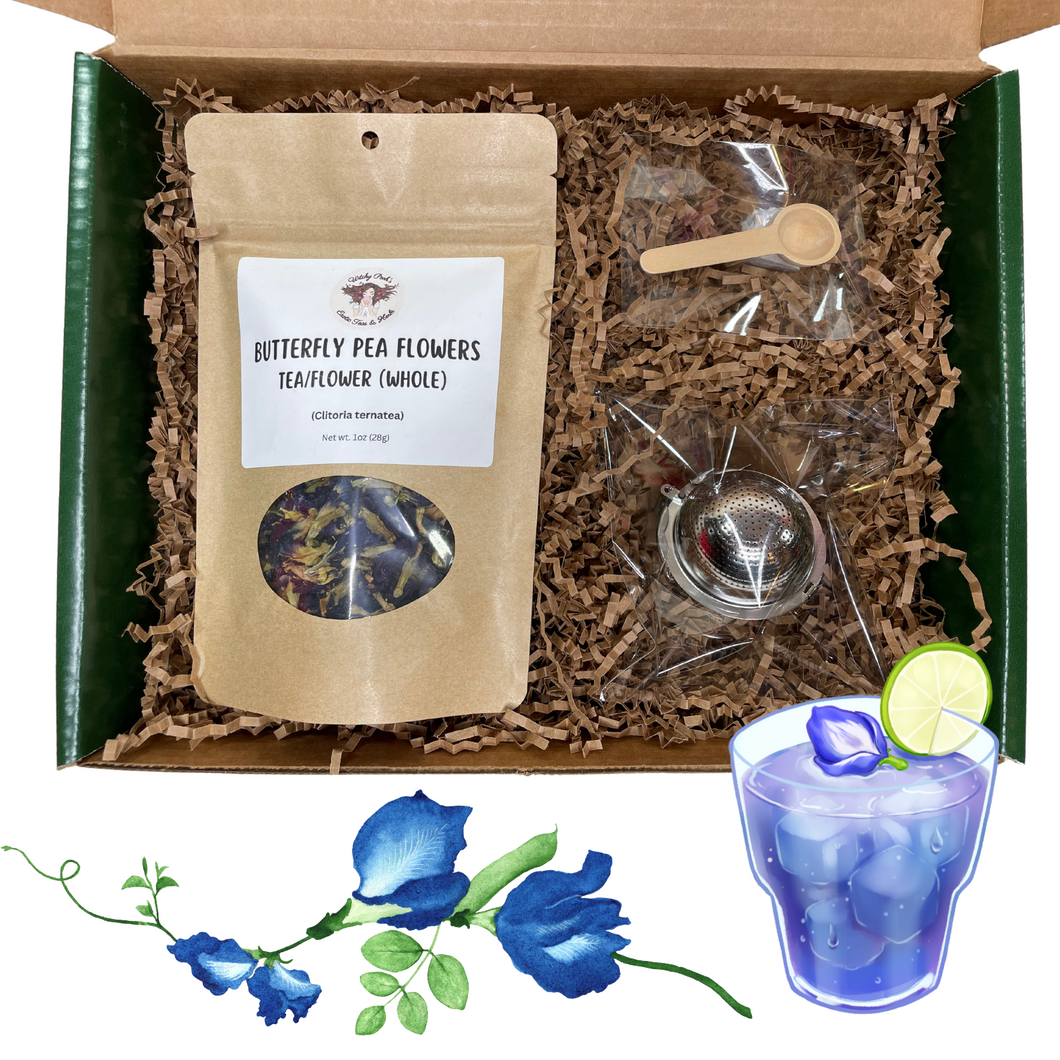 Witchy Pooh's Gift Box Set Green with a 1oz Pouch of Loose Leaf Tea, Stainless Steel Tea Ball and Wooden Spoon-0