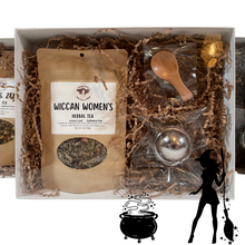 Load image into Gallery viewer, Witchy Pooh&#39;s Gift Box Set with Clear Lid Comes with 1oz Pouch of Loose Leaf Tea, Stainless Steel Tea Ball and Wooden Spoon-0
