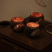 Load image into Gallery viewer, Coconut Shell Tea Light Holder Set | Eco-Friendly, Unique &amp; Unusual Tea Light Base-4
