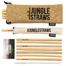 Load image into Gallery viewer, Jungle Straws: Reusable Bamboo Drinking Straws with Natural Hessian Carry Case (Set of 12)-0
